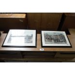 2 framed and glazed coloured engravings, 'Four in Hand' and 'The Cambridge Safety Coach'