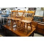 Set of 6 pine spindle back dining chairs