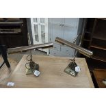 Pair of brass swan neck banker's style desk lamps