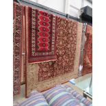 (7) 2x3m maroon and beige floral carpet