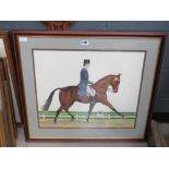 Watercolour of a man on horseback