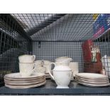 Cage containing a qty of Royal Doulton White Nile pattern crockery No obvious damage