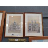Pair of framed and glazed architectural prints of St Paul's Cathedral and Westminster Abbey after