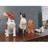 5 Beswick, Poole and other animal figures Large Siamese cat and Beagle not stamped 'Beswick'.