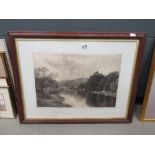 5340 - Framed and glazed engraving of river with trees