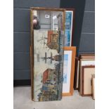 Quantity of prints to include sailing boat, man on bicycle plus classical cityscapes and a narrow