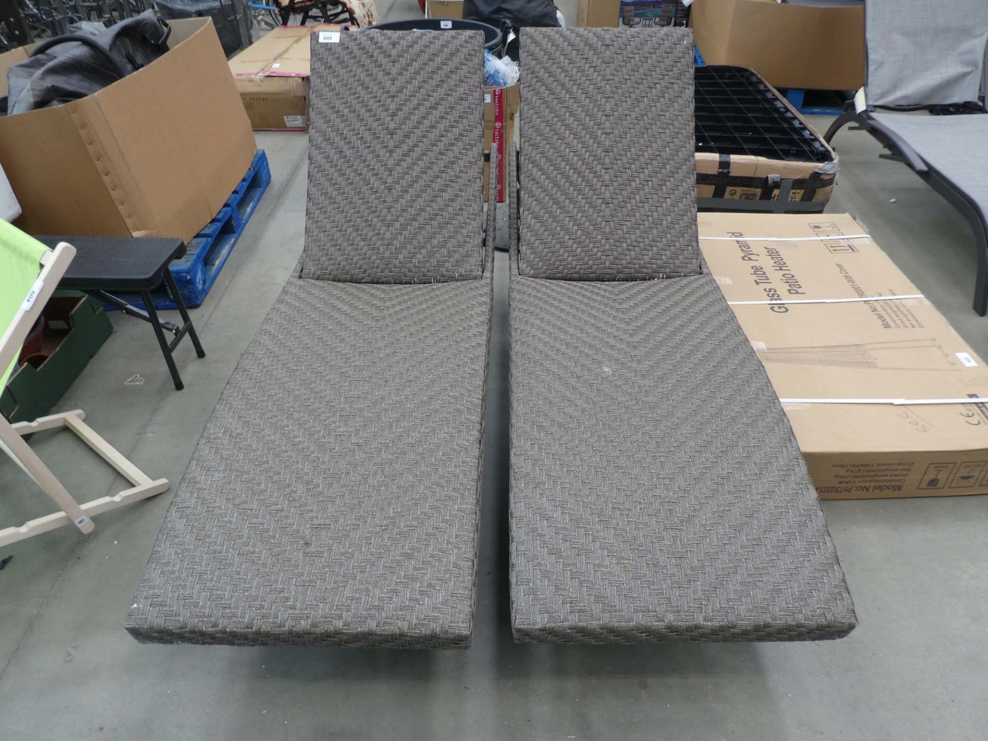 2 Ratan style garden recliners