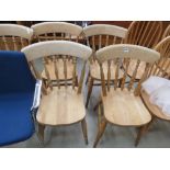 Five stickback beech dining chairs