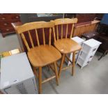 Pair of stickback beech stools