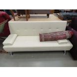 Cream leather effect sofabed