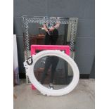 2 rectangular contemporary mirrors plus an oval mirror (a/f)