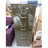 Olive green painted four drawer filing cabinet