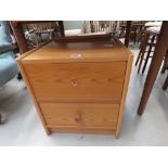 Pine finished two drawer bedside cabinet