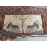 Wooden serving tray with bird and floral pattern