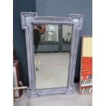 Rectangular bevelled mirror in grey painted frame