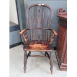 Elm and beech comb back armchair