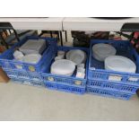 8 boxes containing white glazed catering crockery