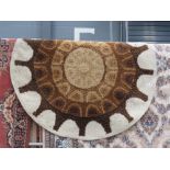 1960s circular brown and beige woolen mat