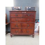 Victorian flame mahogany chest of 2 over 3 drawers