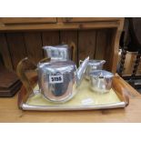 Picquot ware five piece tea service to include tray