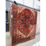 (7) Red floral carpet 240cm by 170cm