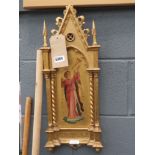 Gilt painted religious panel with angel