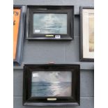 Pair of coastal prints in ebonised frames