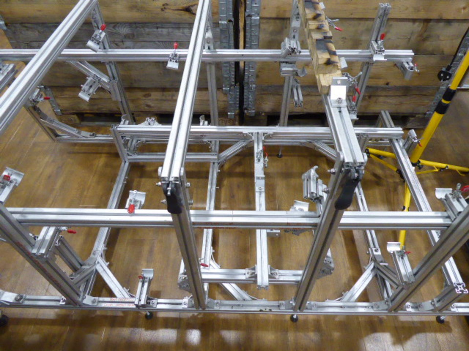 DryCycle aluminium frame engineering jig with additional jig, mounted on board, and 3 shelves of - Image 2 of 7