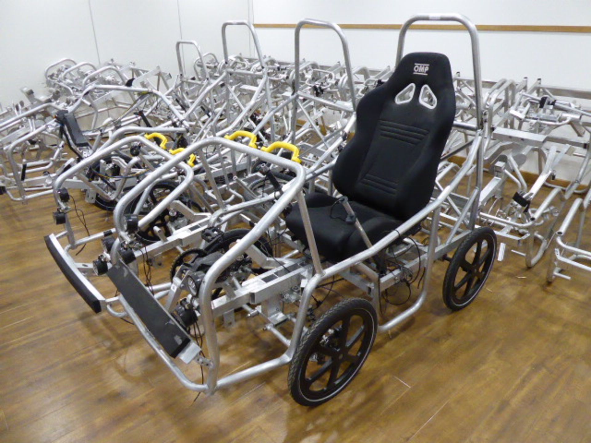 Incomplete DryCycle electric assist pedal cycle aluminium frame, wheels, tyres, seat, and various