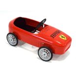 A Morellet & Guerineau tinplate pedal car modelled as a Ferrari, l.