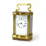 A French carriage timepiece in a brass and five-glass case, h. 16 cm incl.