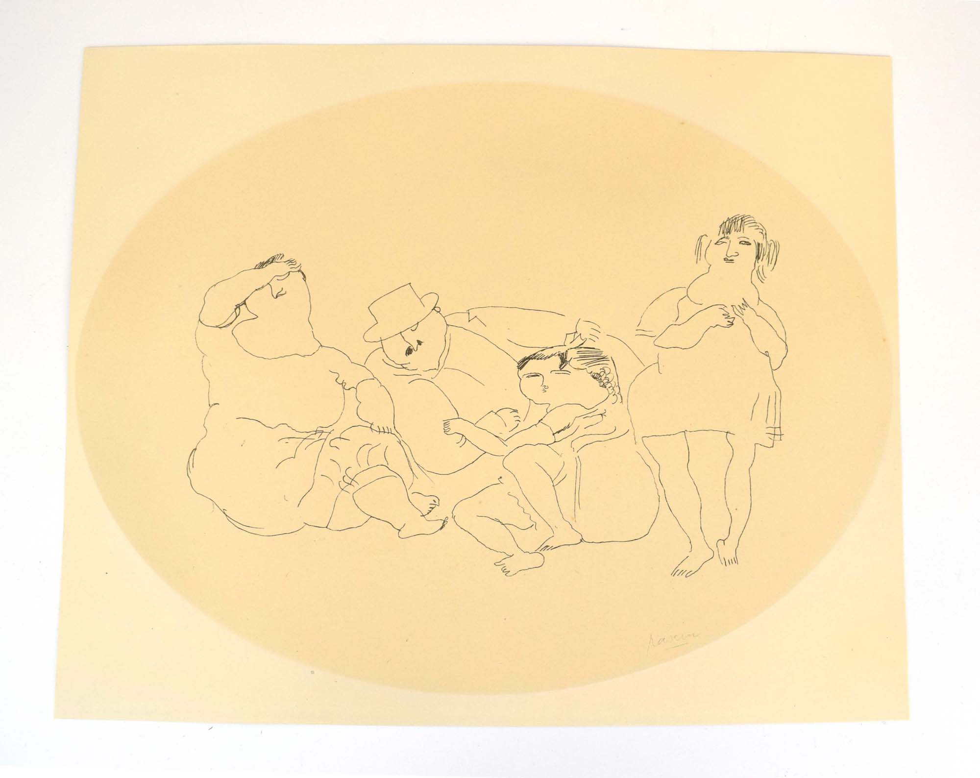 Jules Pascin (Bulgarian, 1885-1930), Figures at leisure, monochrome lithograph,