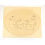 Jules Pascin (Bulgarian, 1885-1930), Figures at leisure, monochrome lithograph,