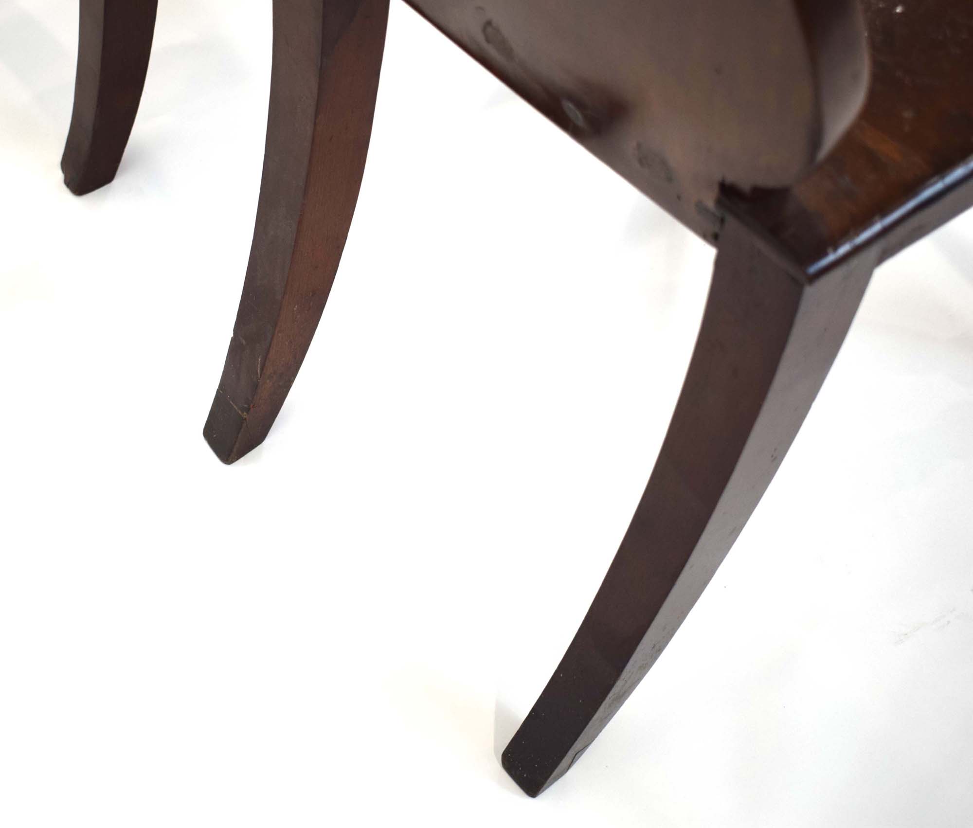 A pair of Victorian mahogany hall chairs, each back bearing insignia for the 3rd Battalian, - Image 5 of 5