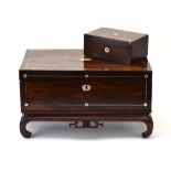 A 19th century rosewood and mother-of-pearl inlaid writing slope, w.