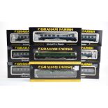 Nine Graham Farish N gauge coaches comprising: 1 x 374-080, 1 x 374-186, 1 x 374-151B,