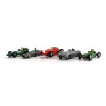 A group of playworn Dinky, Crescent and other diecast racing car models (approx.