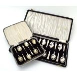 A cased set of twelve silver teaspoons, maker AP&Co.