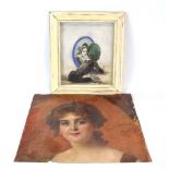 English School, 20th century, 'Plain Jane', indistinctly signed, coloured pastels, 28 x 23.