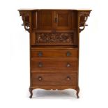 A Commercial Art Nouveau satin walnut cabinet,