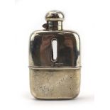 An Edwardian silver hip flask with bayonet clasp, maker G&J WH, Sheffield 1901, l.