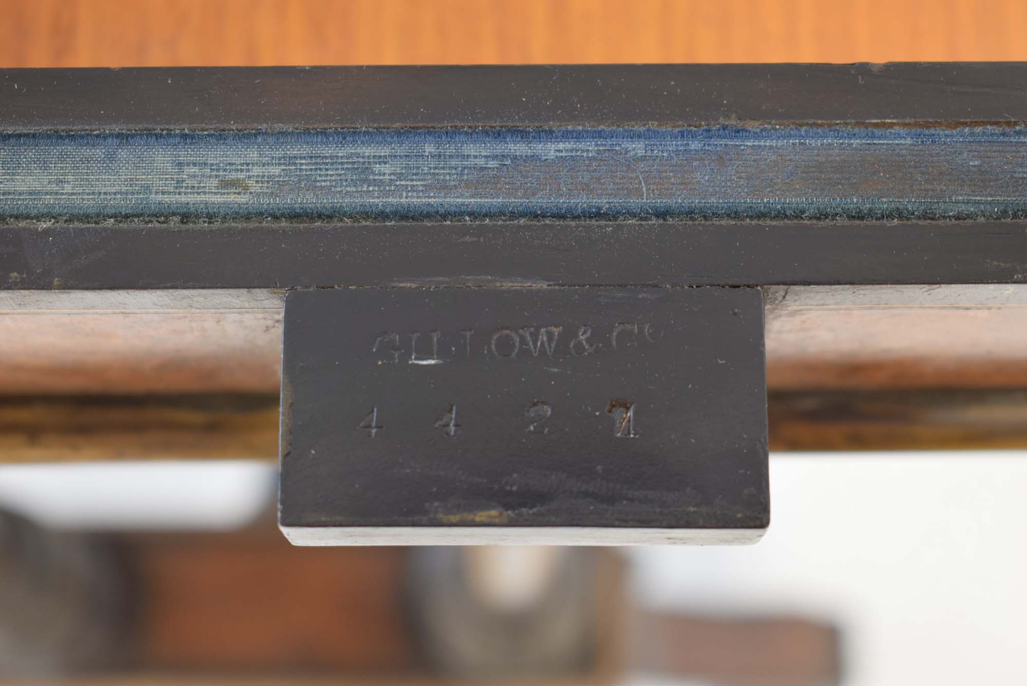 A Gillows side table, the walnut and ebonised top folding to reveal a baize covered games surface, - Image 7 of 9