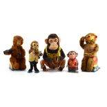 A group of battery operated and clockwork toys, each modelled as a monkey (approx.