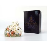 A Royal Crown Derby paperweight modelled as a meadow rabbit, h.