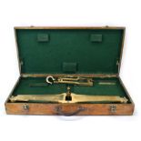 Gloucestershire County Council Weights and Measures Department: a cased brass 56lb scale beam, no.