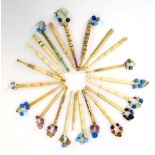 Lace Making: a group of twenty-two bone bobbins including two named examples, Lucy and Emma,