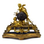 A late 19th century French mantel clock, the Japy Freres movement striking on a bell,