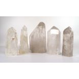 Five opalite/clear quartz specimens, max h. 23.