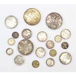 A small group of silver coinage including an 1896 crown, an 1888 crown etc., 4.