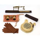 A group of collectables including a pair of children's gloves by Dent,